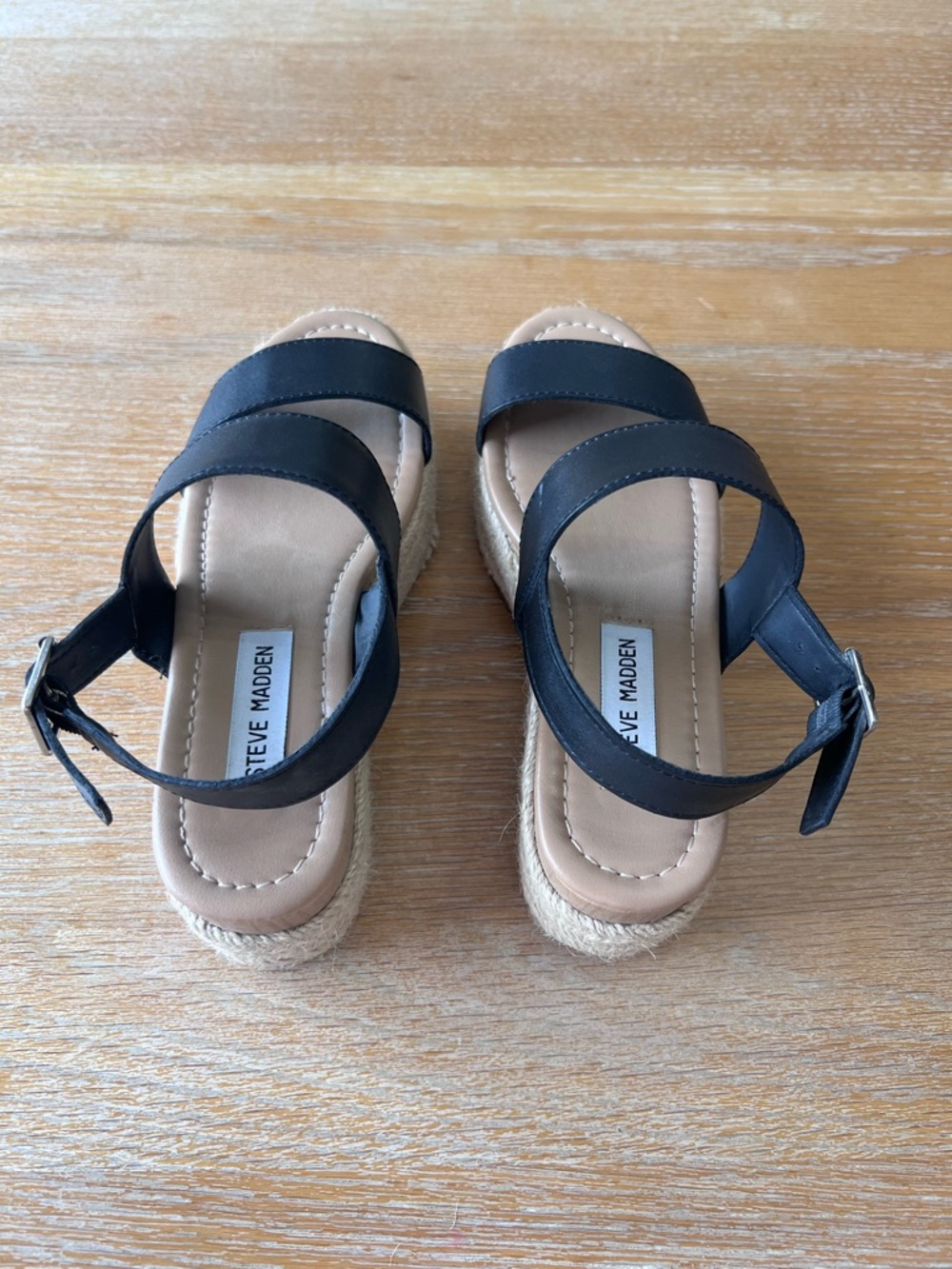 Steve Madden Black Strappy Platform Sandals - Picture 3 of 5